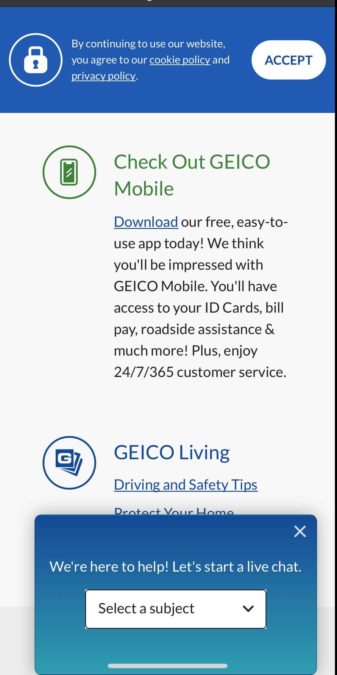 Geico mobile-friendly experience