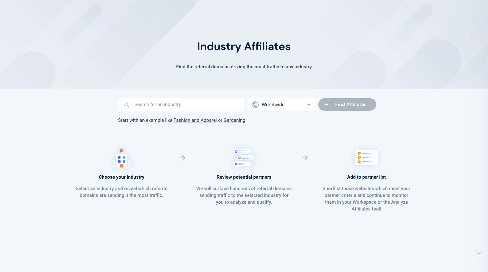 Affiliate Marketing Opportunities showing Industry Affiliates in Similarweb platform