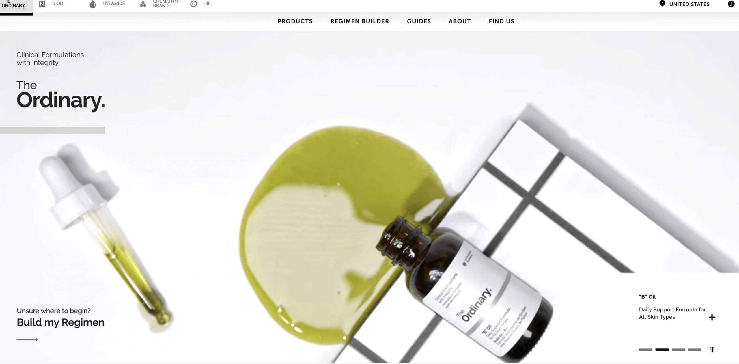 Deciem's The Ordinary brand website