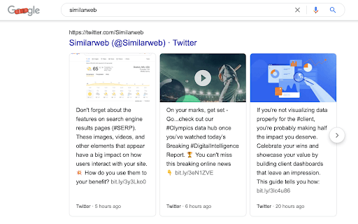 Similarweb twitter in brand SERP