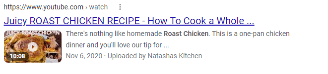 Roast chicken video snippet recipe example