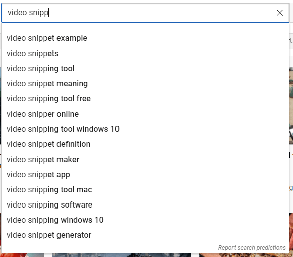 YouTube autofill for video snippet