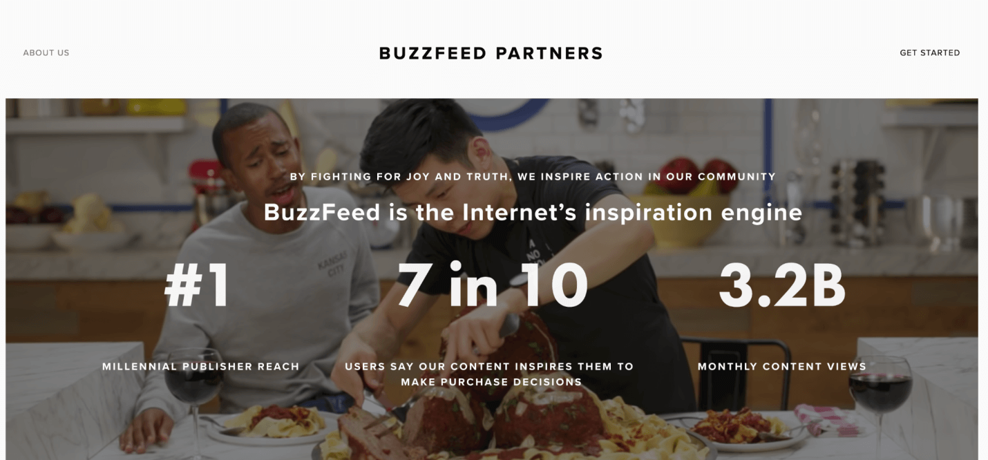 Buzzfeed partners screenshot from buzzfeed.com