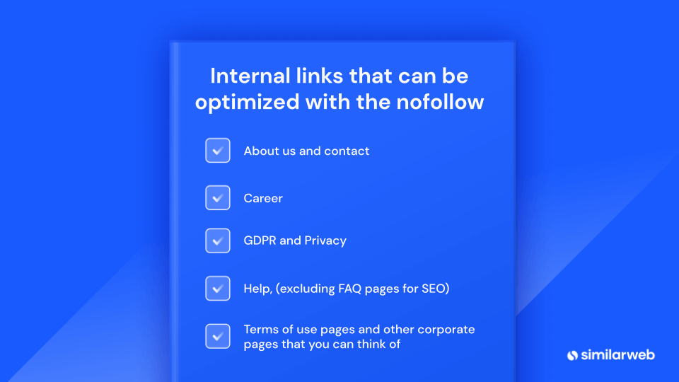 How to optimize internal links for nofollow tag