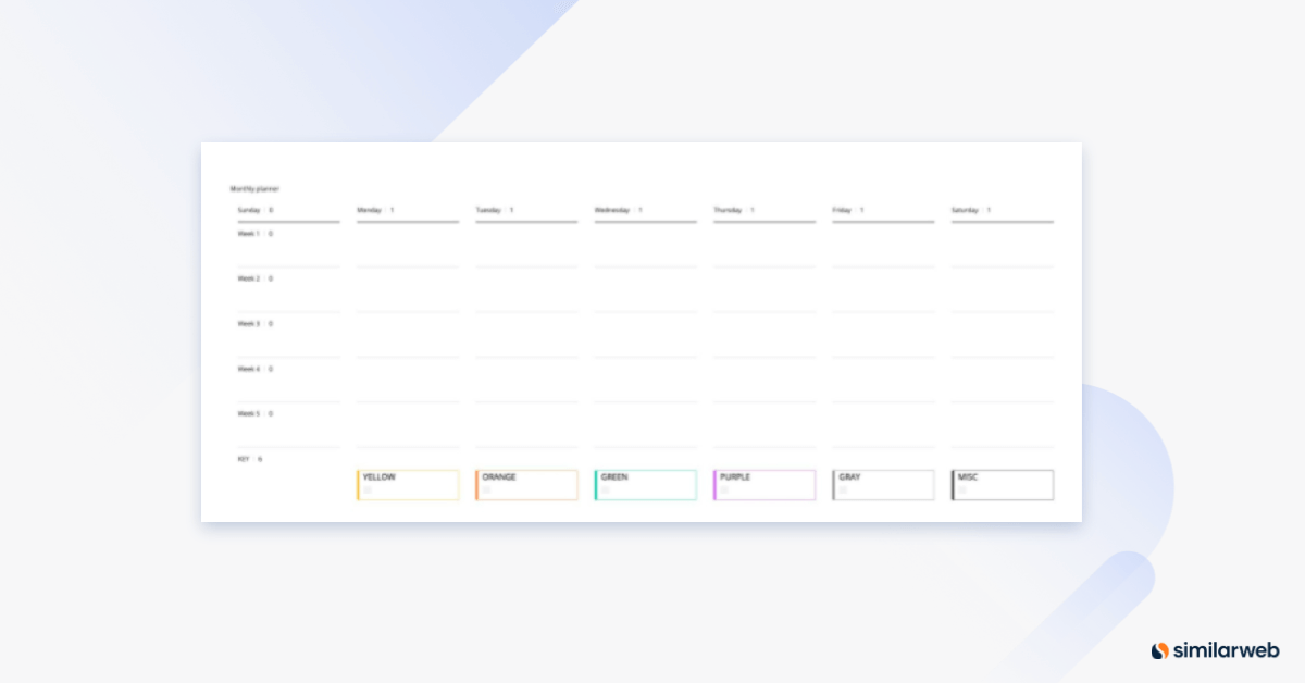 Social media calendar template