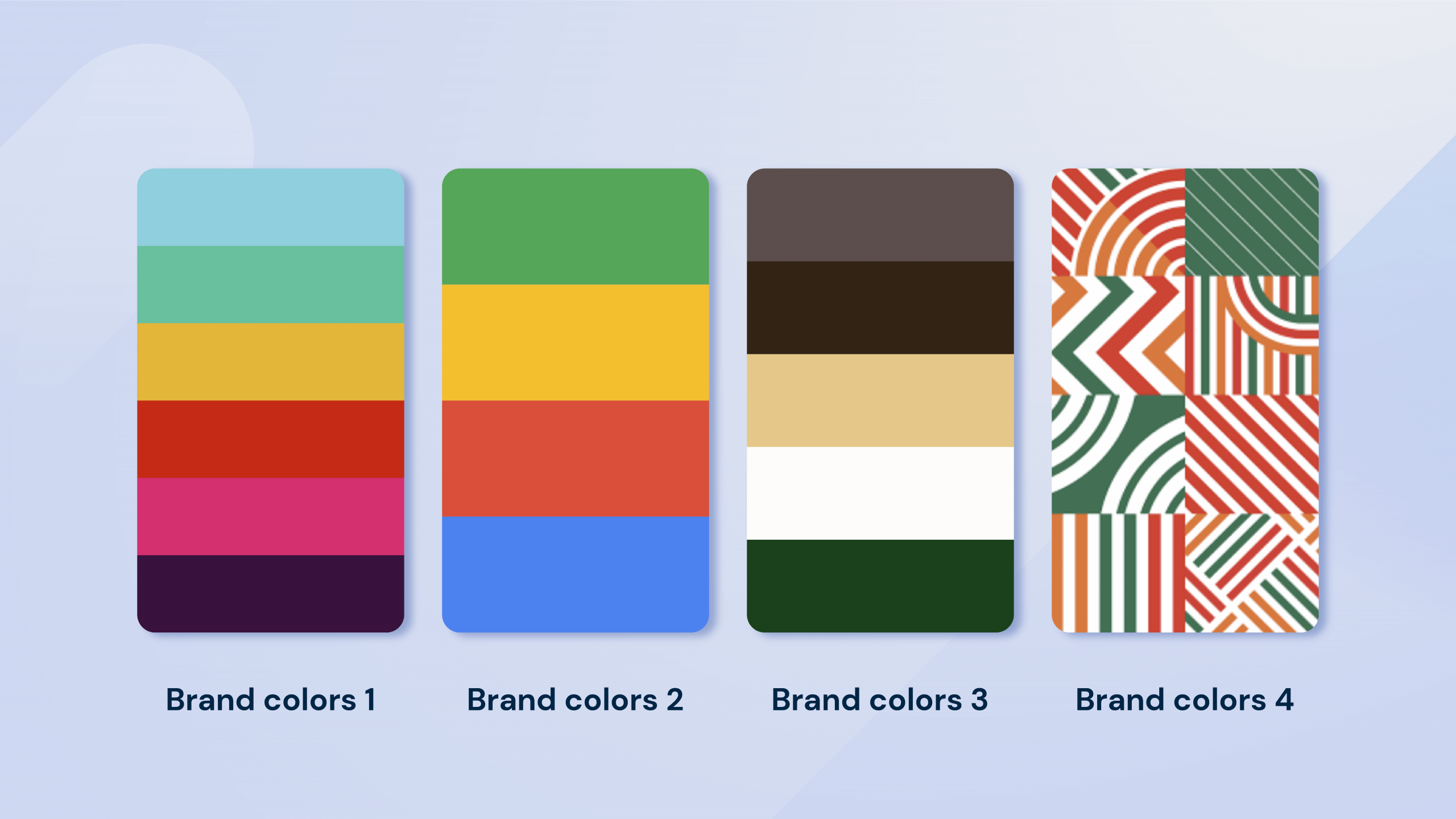 An image of 4 brand colors, posing the question if you can recognize a brand by their colors alone.