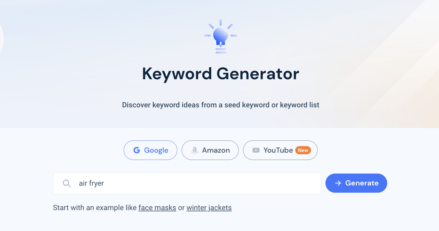 YouTube keyword generator on Similarweb.