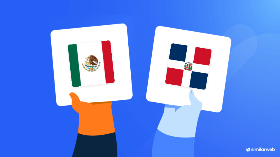 Ilustração de comparação de palavras-chave: destino, México x República Dominicana