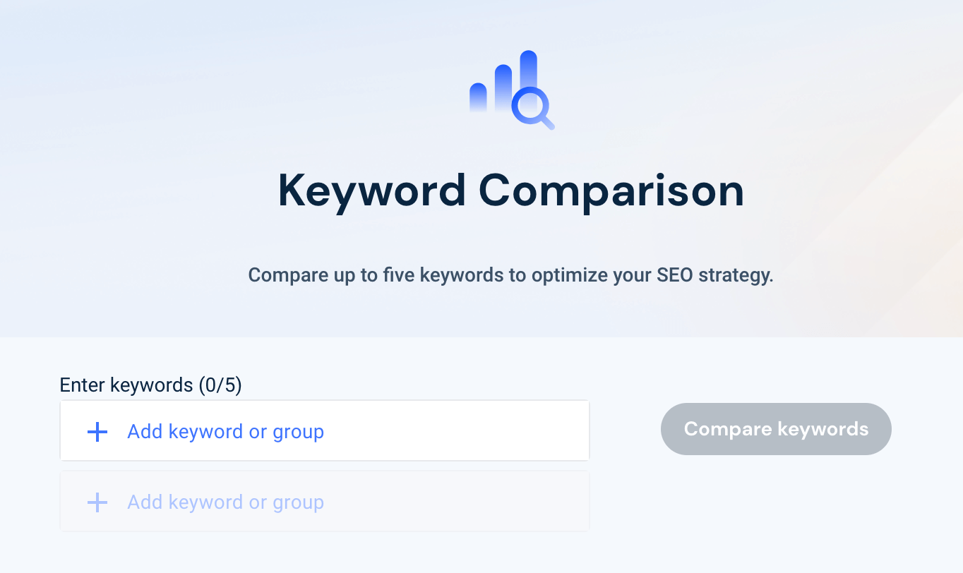 Captura de tela da ferramenta de comparação de palavras-chave Similarweb