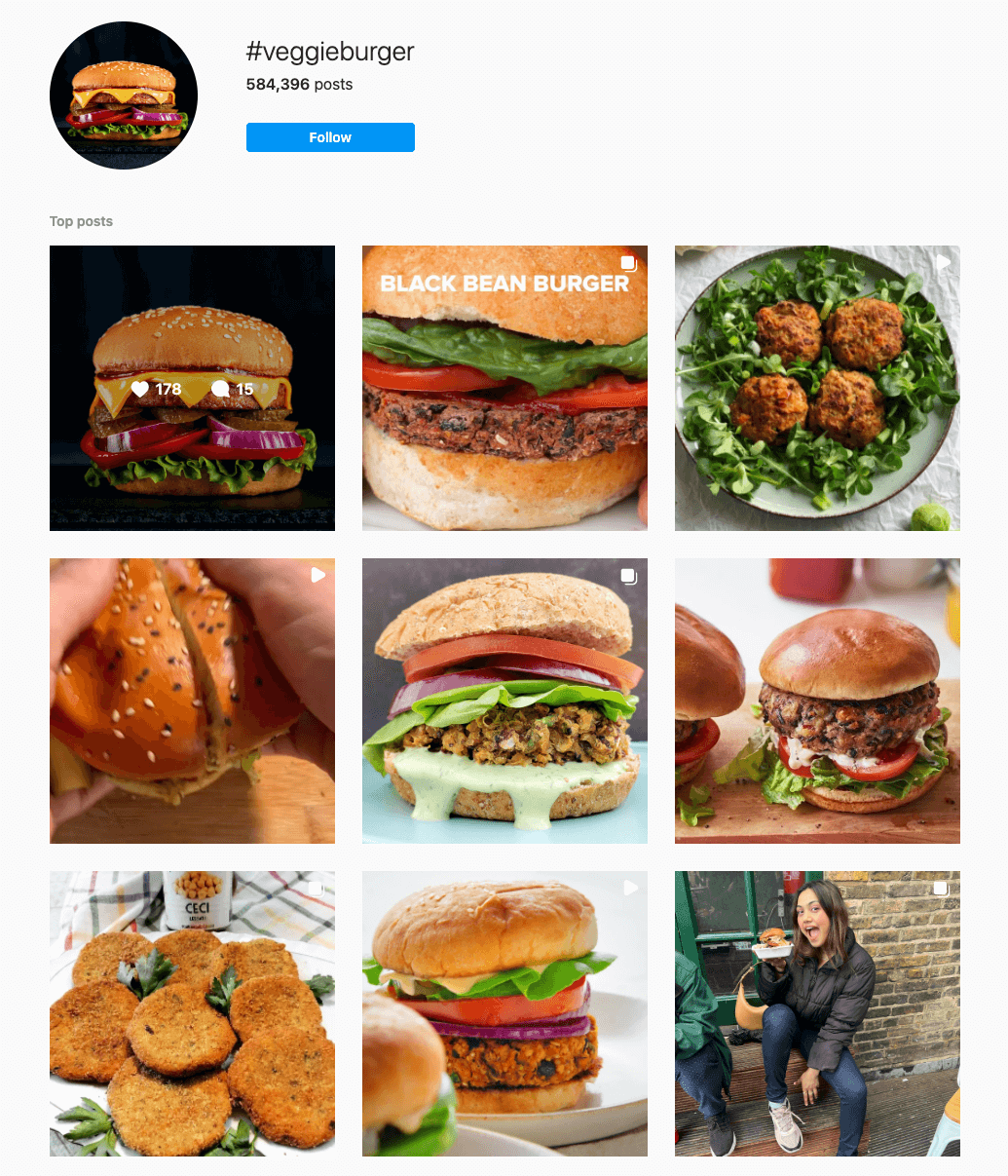 #veggieburger results on Instagram.