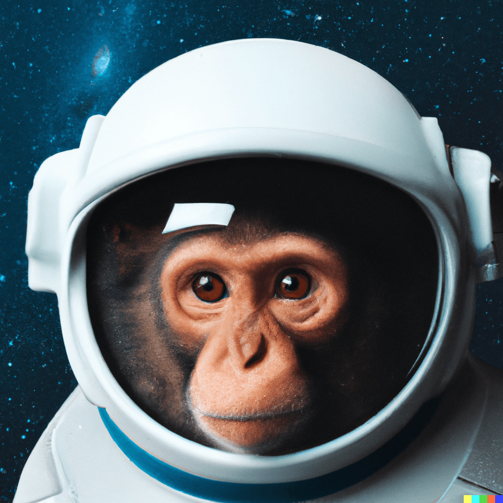 Monkey astronaut image created by DALL_E