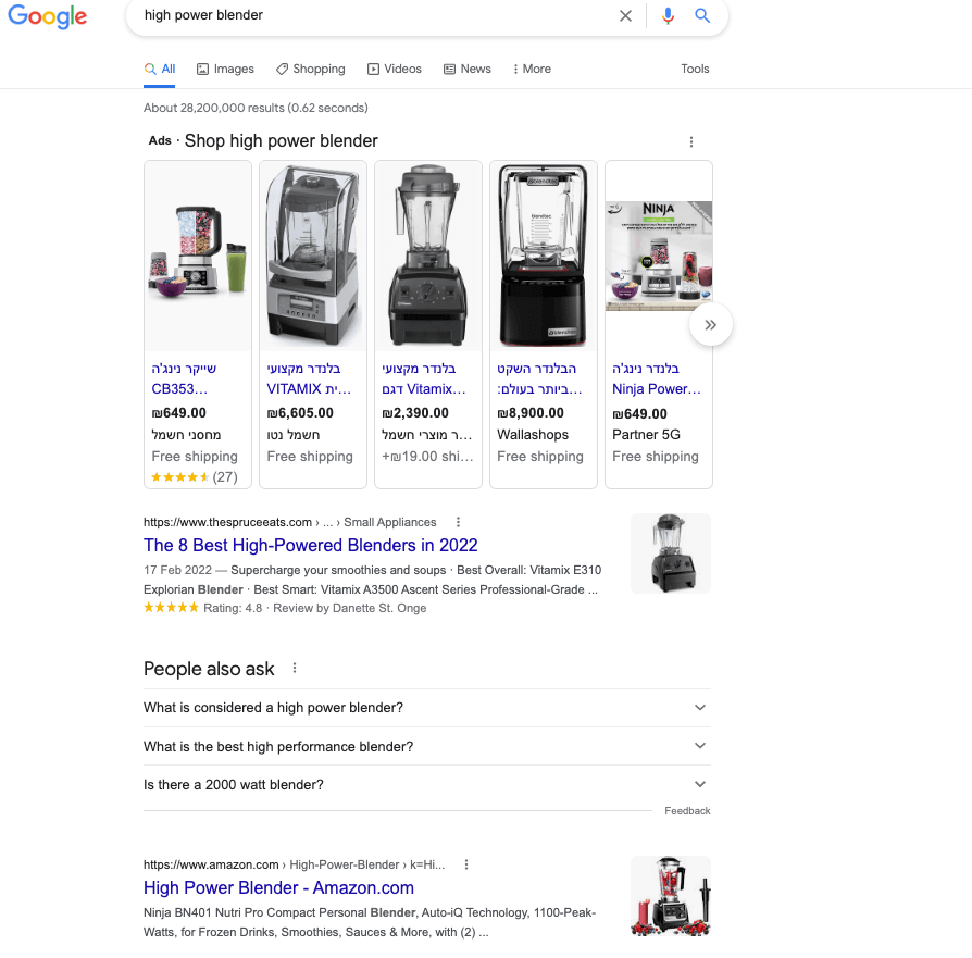 High power blender SERP