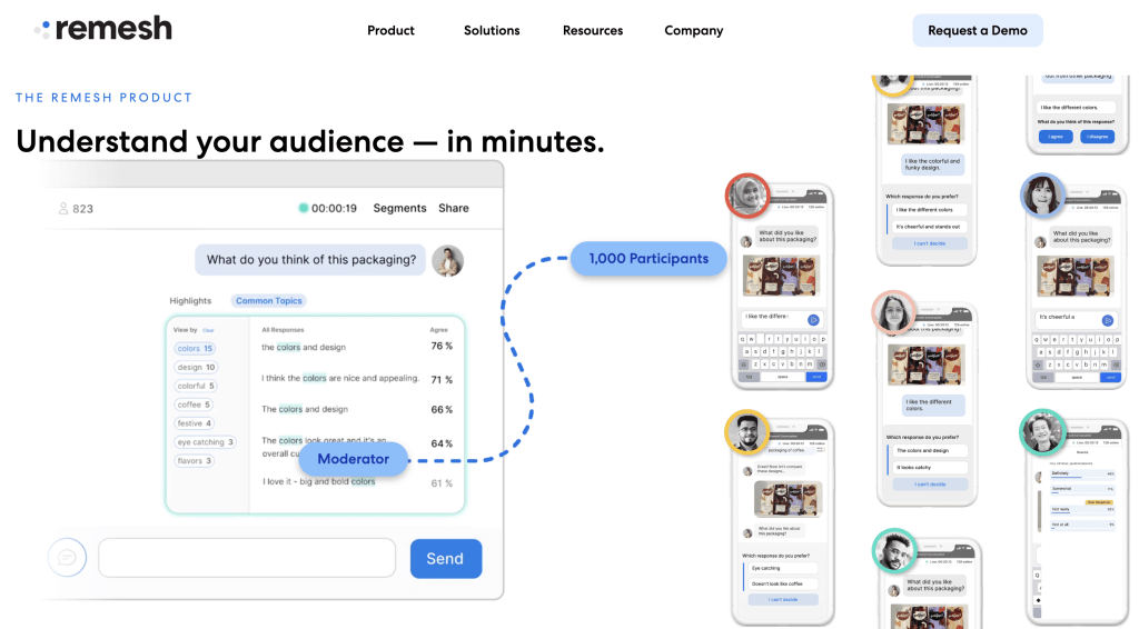 Remesh qualitative market research tool