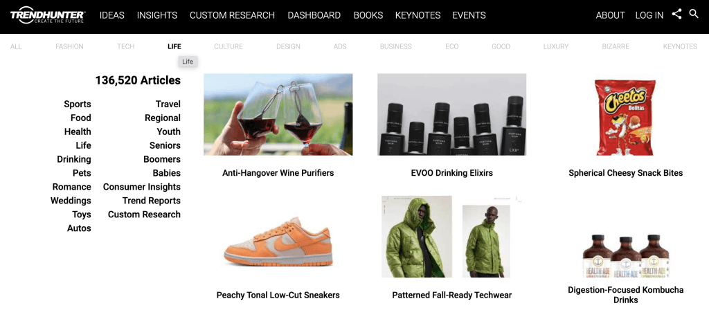 Screenshot of Trendhunter website