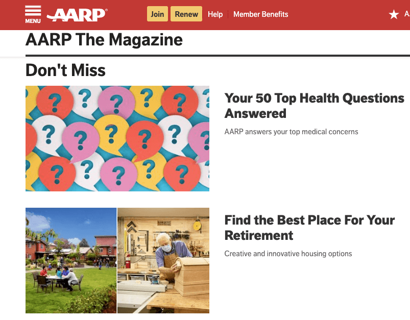 AARP messaging.