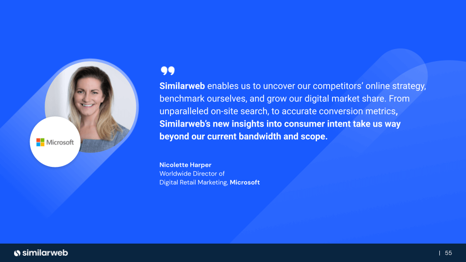 Customer quote from Microsoft about Similarweb quality