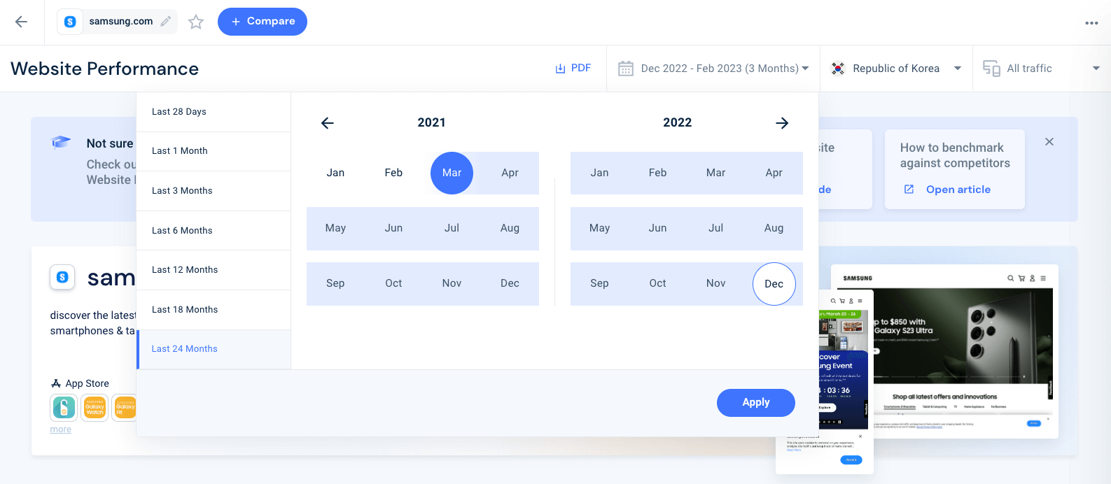 Accessing the South Korean filter in Similarweb