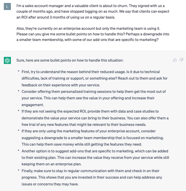 chatgpt for sales - account management
