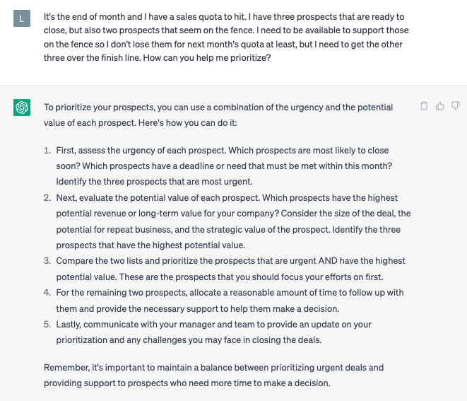 ChatGPT for AEs how to prioritize