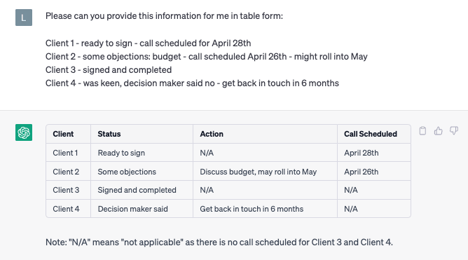 ChatGPT for AEs table form