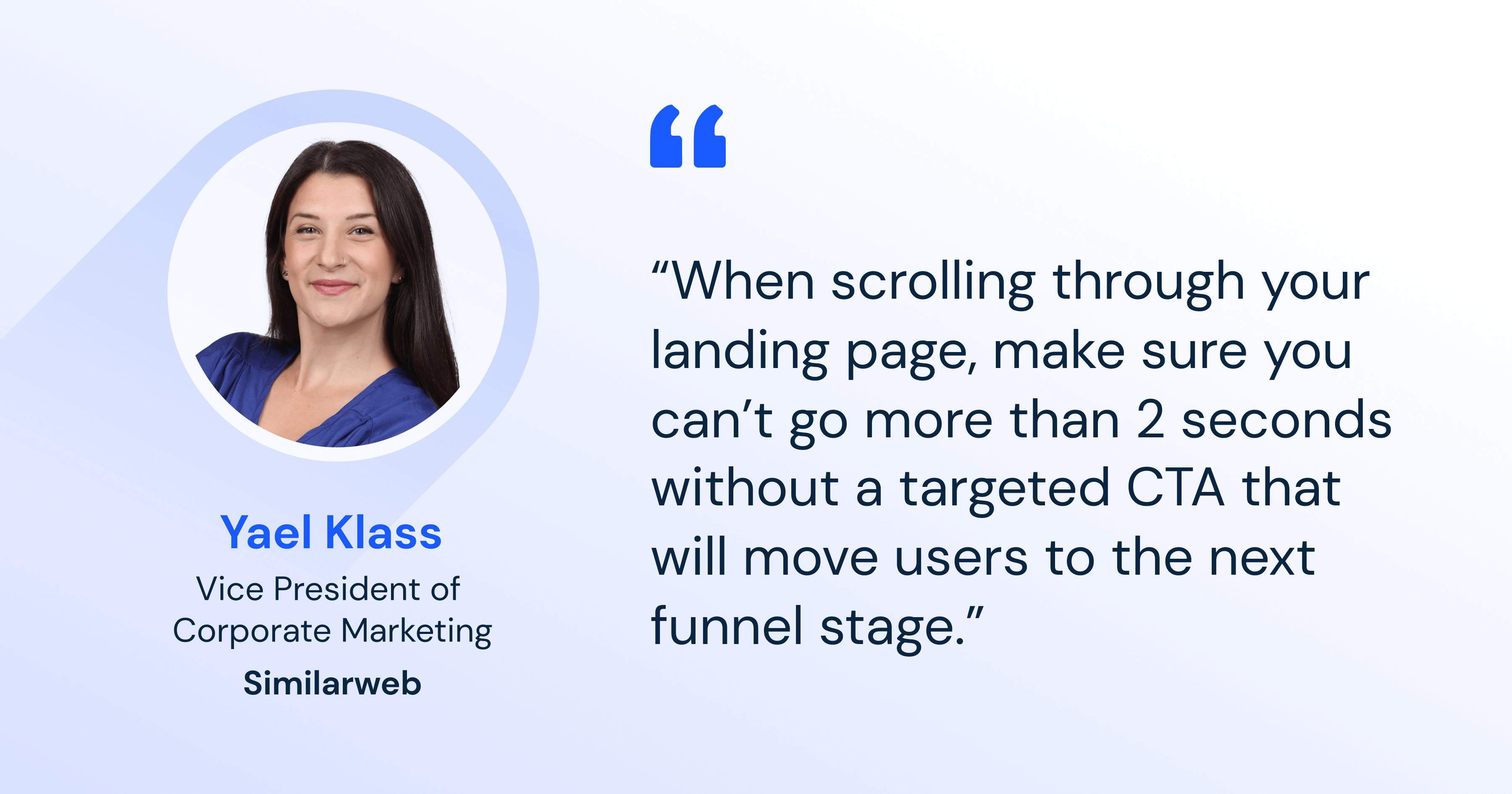 Expert quote from Yael Klass on landing page best practices