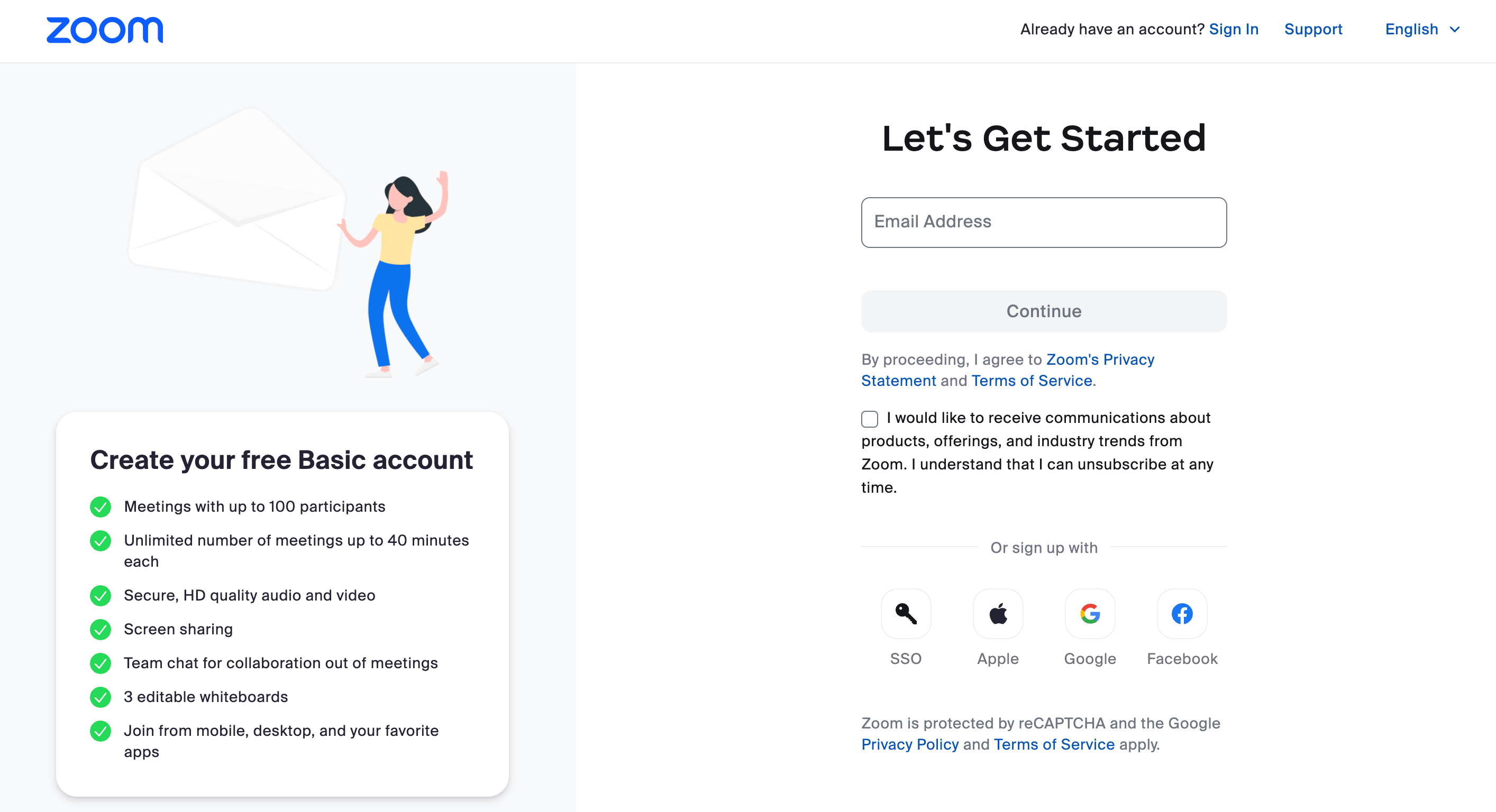 Landing pages Zoom example