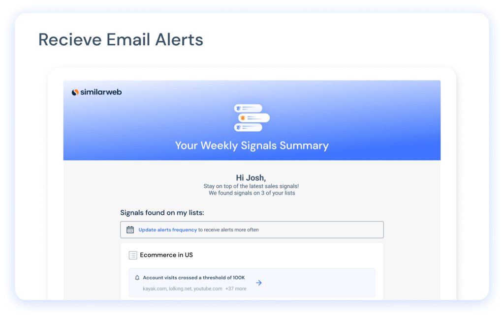 Sample email of Sales Signals from Similarweb Sales Intelligence