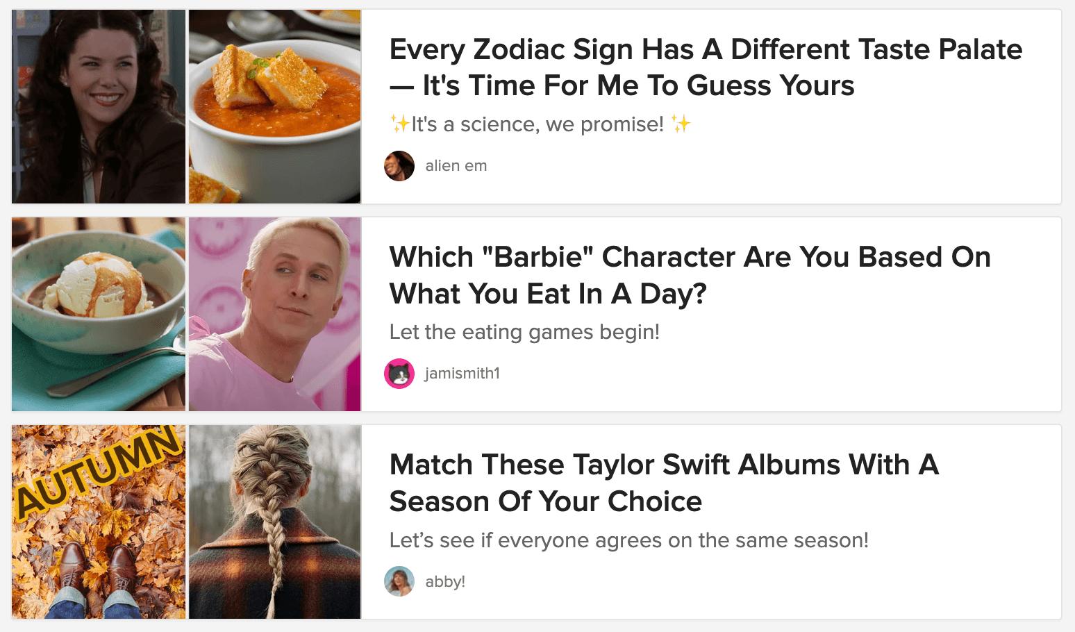 Buzzfeed quizzes