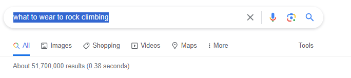 Google result with no search modifier