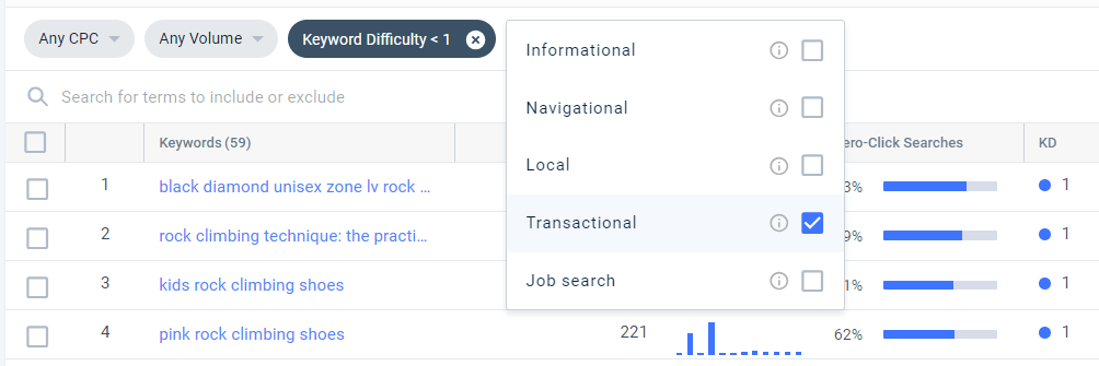 Intent filter set to 'Transactional'