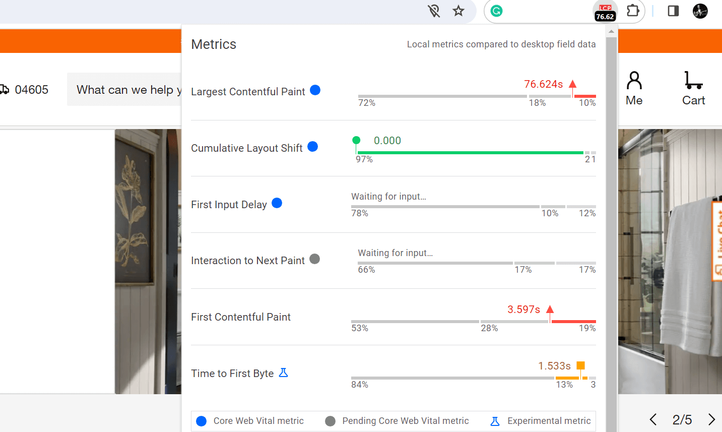 Web Vitals Chrome extension