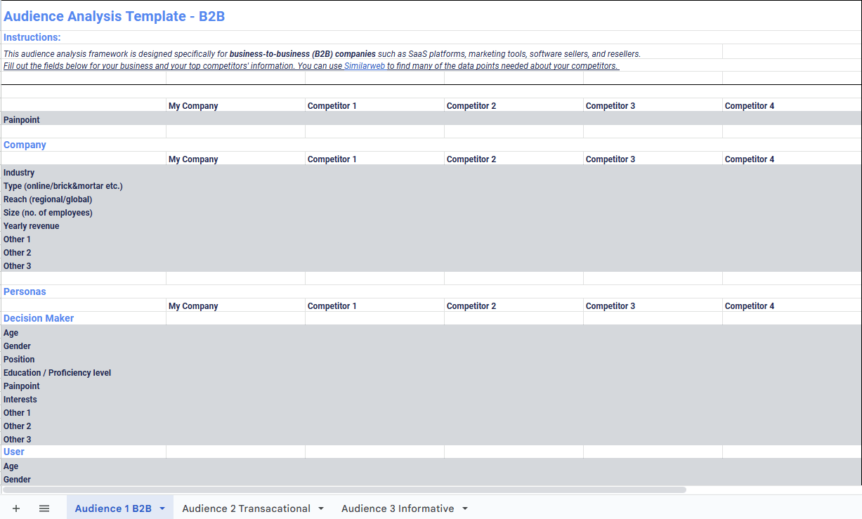 Audience analysis template preview