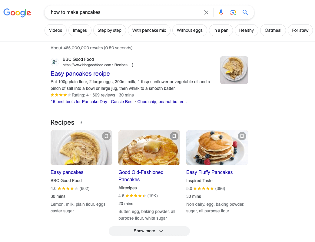 Most Googled questions: How to make pancakes