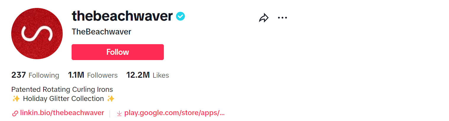 Beachwaver Tiktok profile