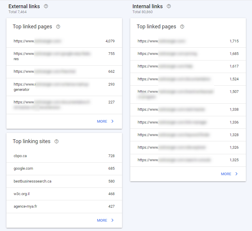 Google Search Console Link report