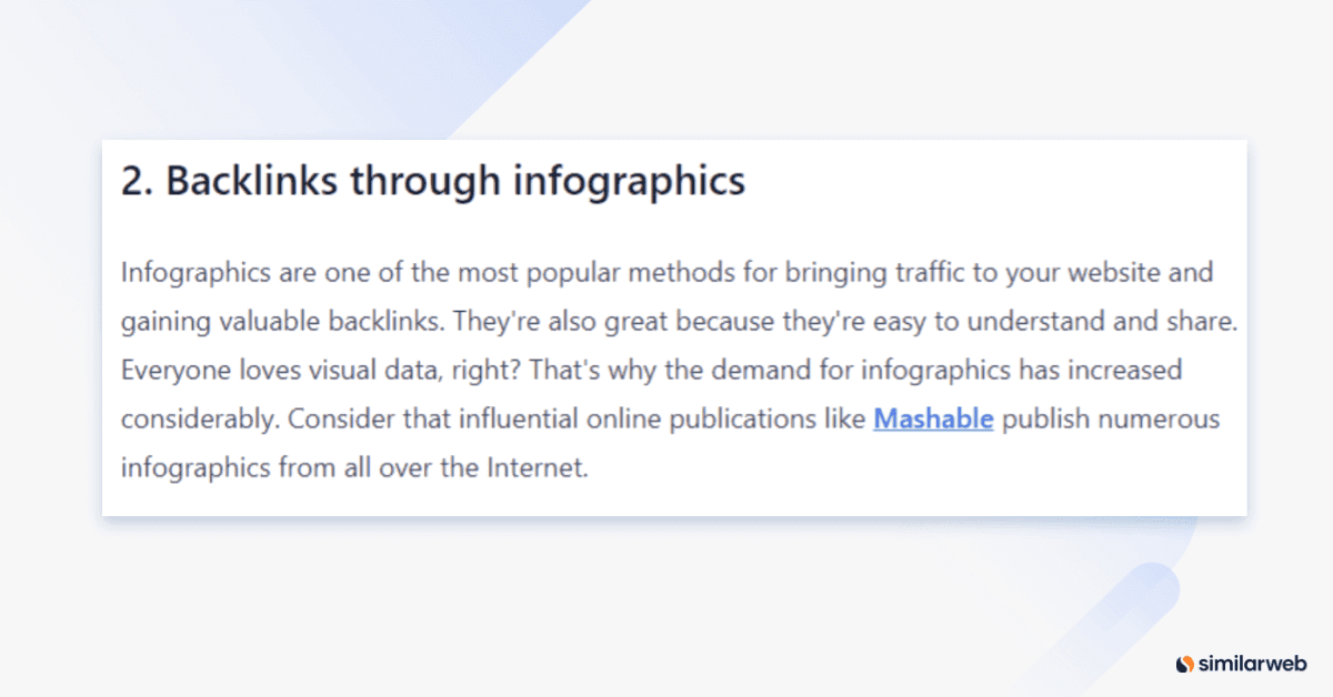 Backlink pointing to Mashable