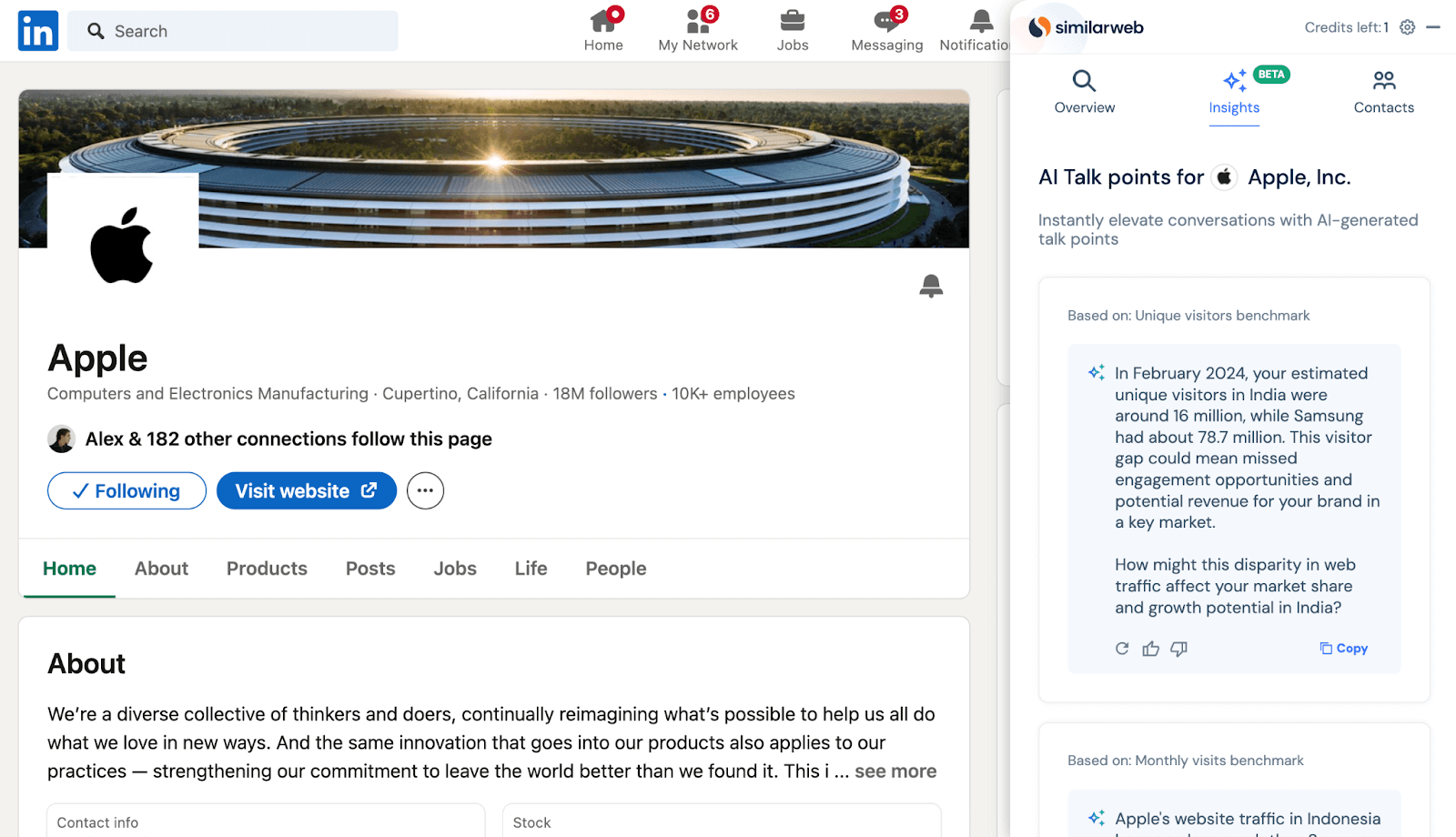 Apple LinkedIn page