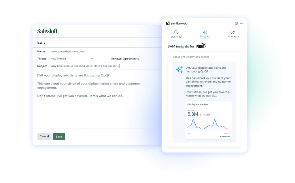 Salesforce mockup with SAM insights