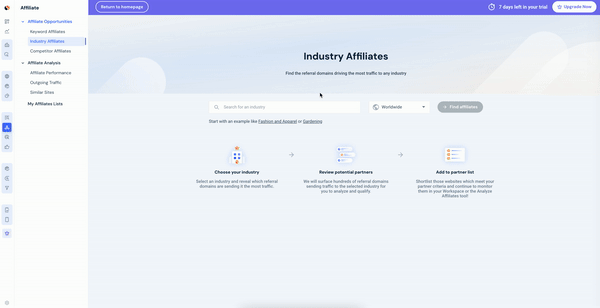 Industry affiliates tool