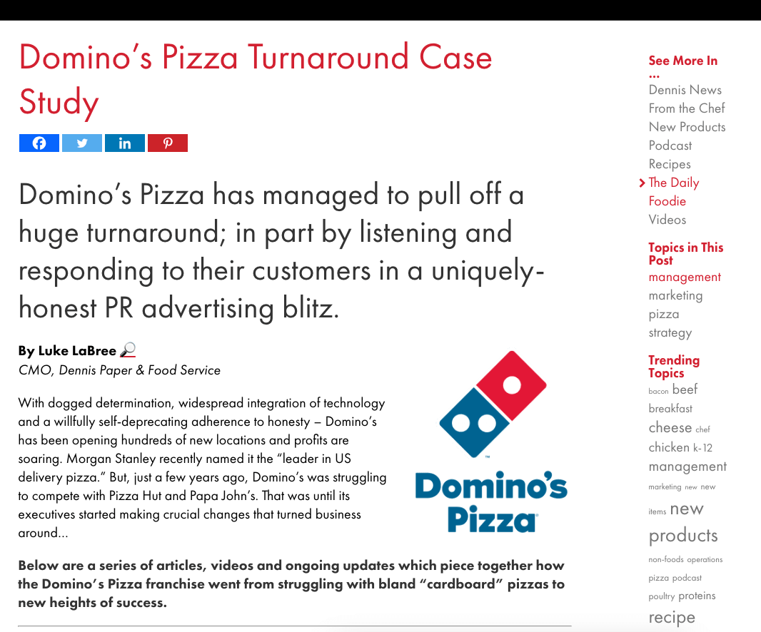 Dominos Pizza Turnaround