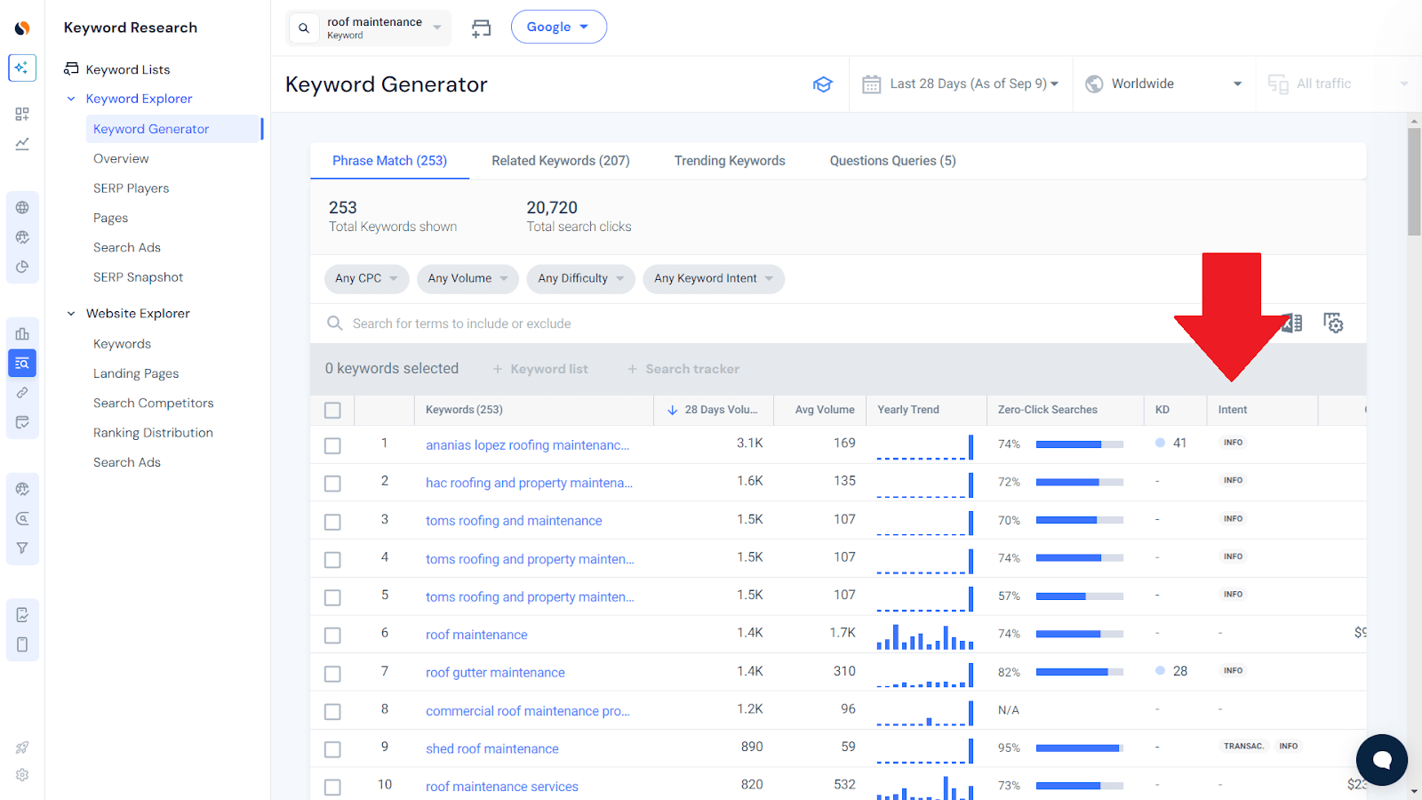 keyword generator screenshot