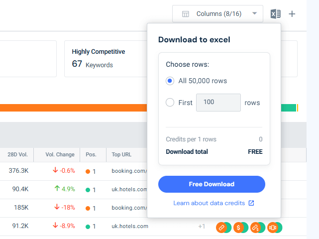 Excel download data