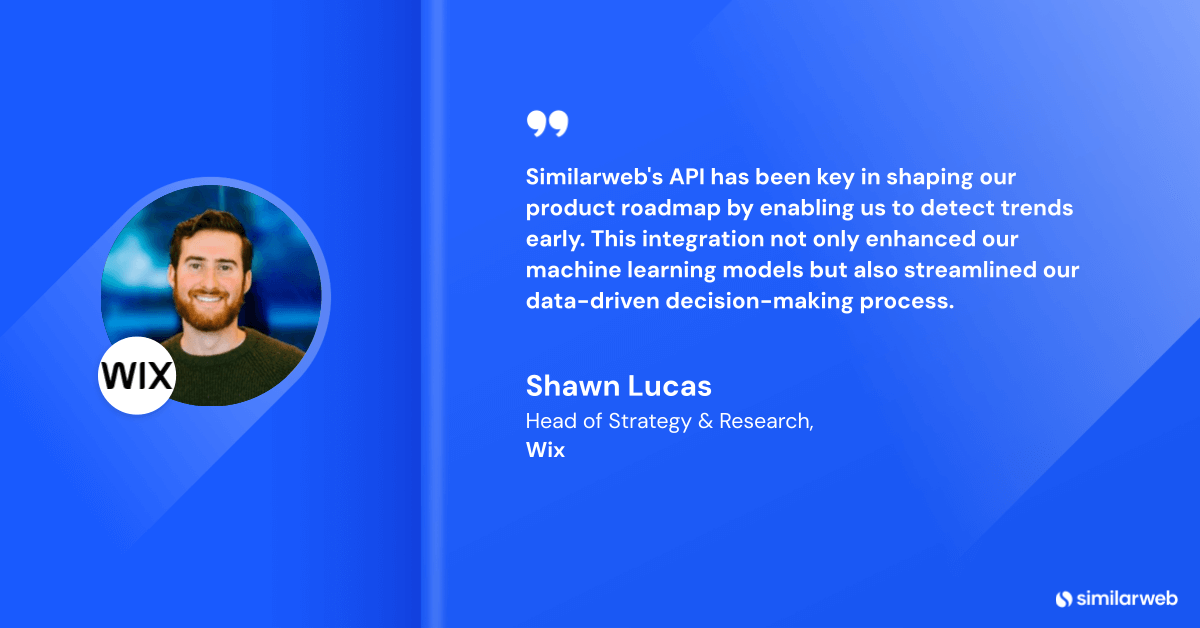 Quote promoting Similarweb from Shawn Lucas, head of strategy and research for Wix.