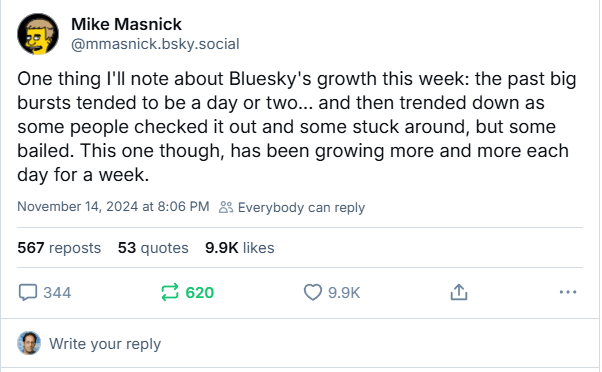 screenshot of Bluesky post