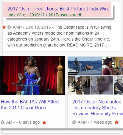 AMP Carousel - Oscar Prediction Result 