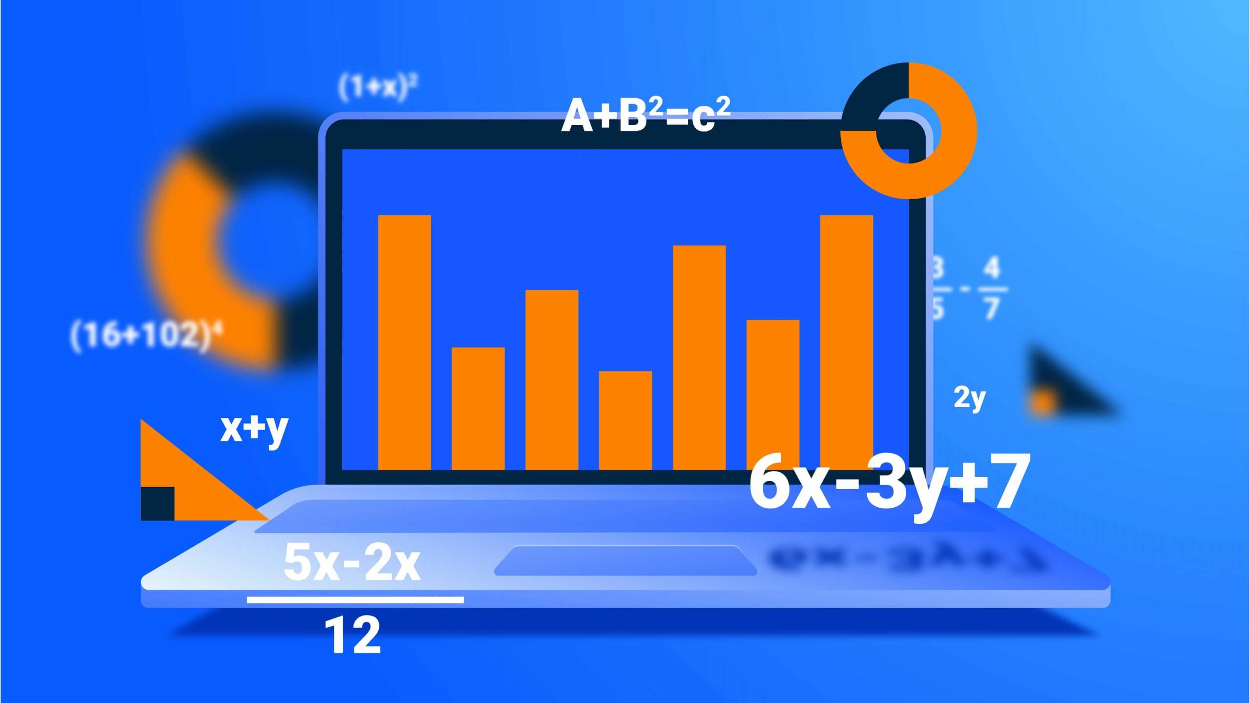 Market analysis symbolized by graphs and formulas.