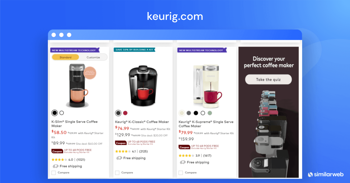 Quiz - interactive content on keurig.com