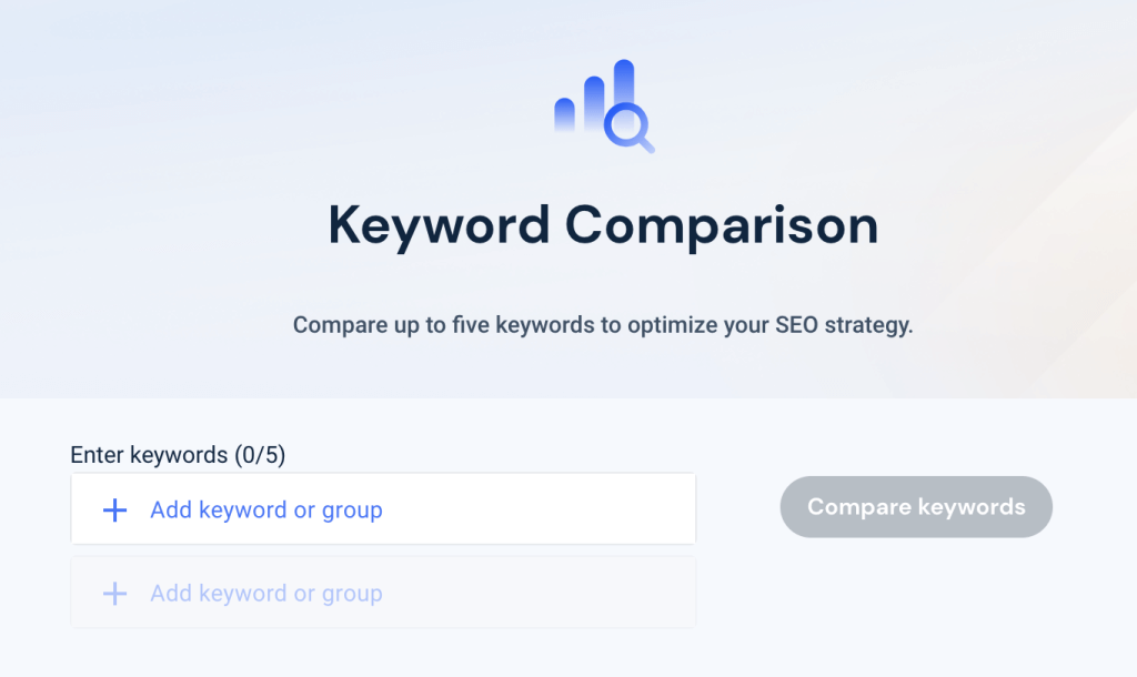 Screenshot of Similarweb keyword comparison tool