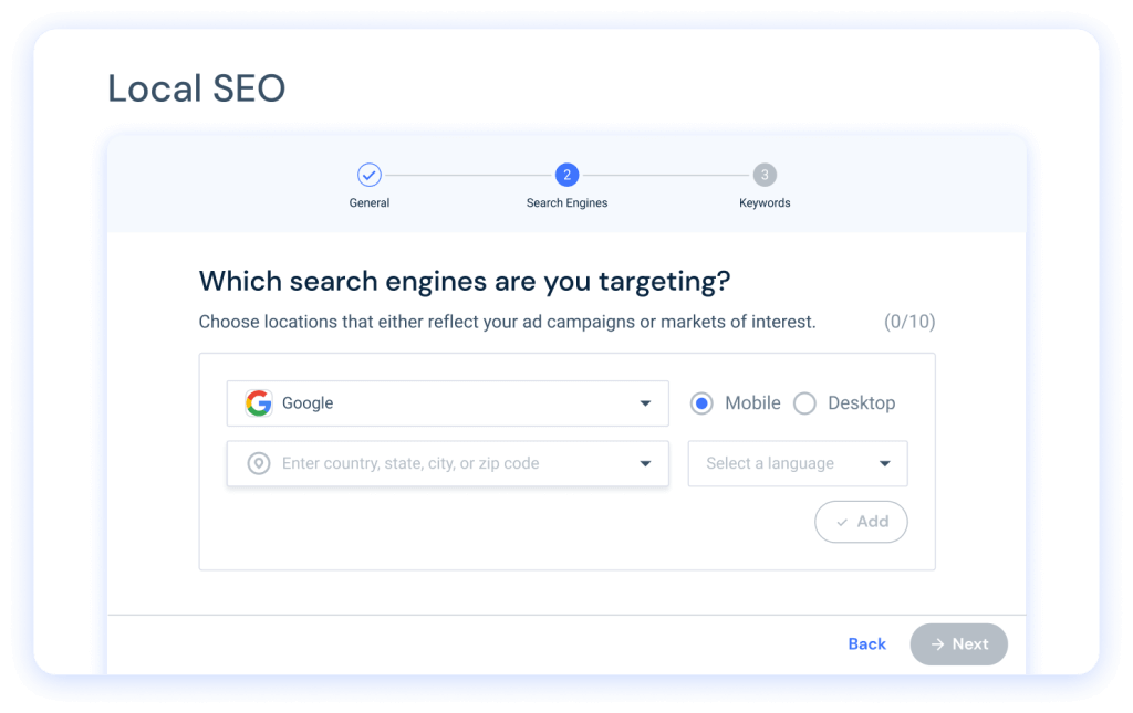 Local keyword rank tracking in Similarweb Rank Tracker